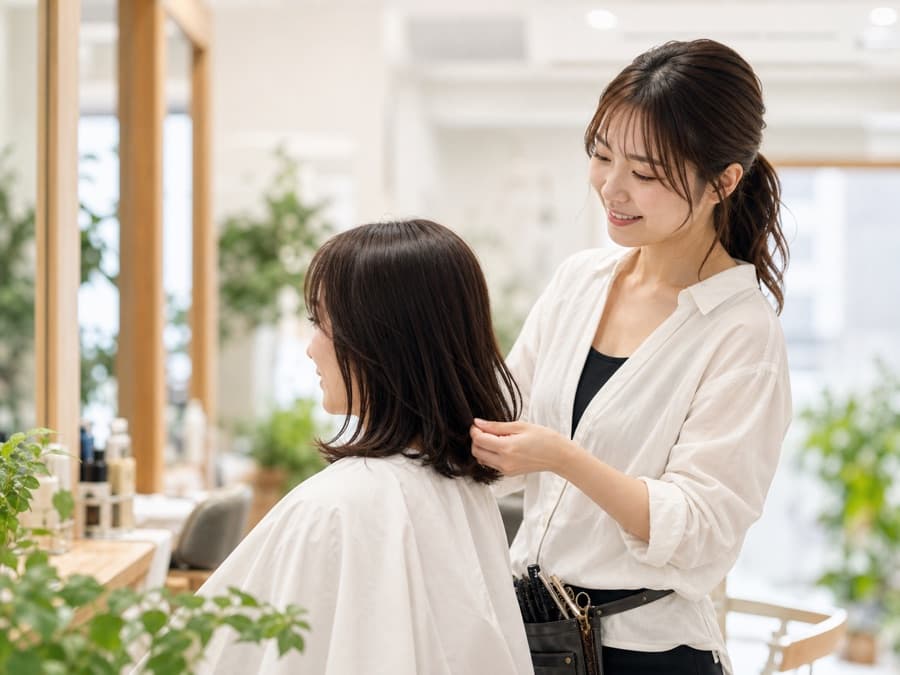 美容室で接客するスタッフ